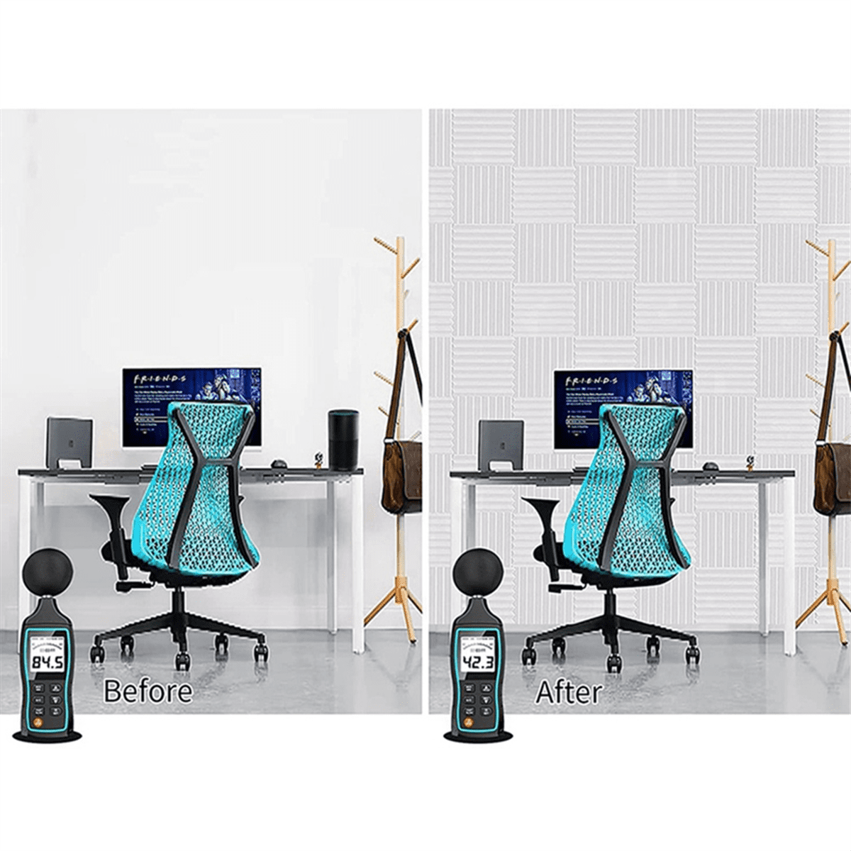 48Pcs Acoustic Foam Board,Studio Wedge Tile,Acoustic Soundproof Pyramid Studio Treatment Wall Panel,Etc,2.5X30X30cm