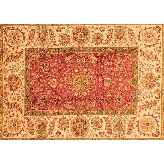 Ahgly Company Indoor Rectangle Abstract Orange Modern Area Rugs, 6' x 9'