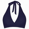 thumbnail image 6 of HCNTES Women's Halter Bikini Top Only Push Up Padded Swimsuit Top V Neck Twist Front Bathing Suit Tops Removable Bra Summer Dark Blue,L, 6 of 9