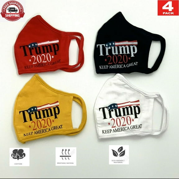 4Pcs x Trump 2020 Washable Reusable Double Layer Soft Cotton Face Mask