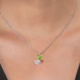 thumbnail image 3 of 925 Silver and 10K Yellow Gold Peridot and Lab Grown Diamond and Ecstasy Mystic Topaz Pendant Necklace for Women | 2.79 Cttw | Pear Shape 8X6MM | Oval 7X5MM | Round 5MM | with 18 inch Chain, 3 of 4