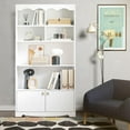 thumbnail image 2 of Bookshelf, 5 Tier Open Bookcase and Bookshelf, Modern Bookcase with Doors, Wood Bookcase Storage Organizer Shelf, 63 in Tall Display Storage Shelves for Bedroom Living Room Office, White, 2 of 7