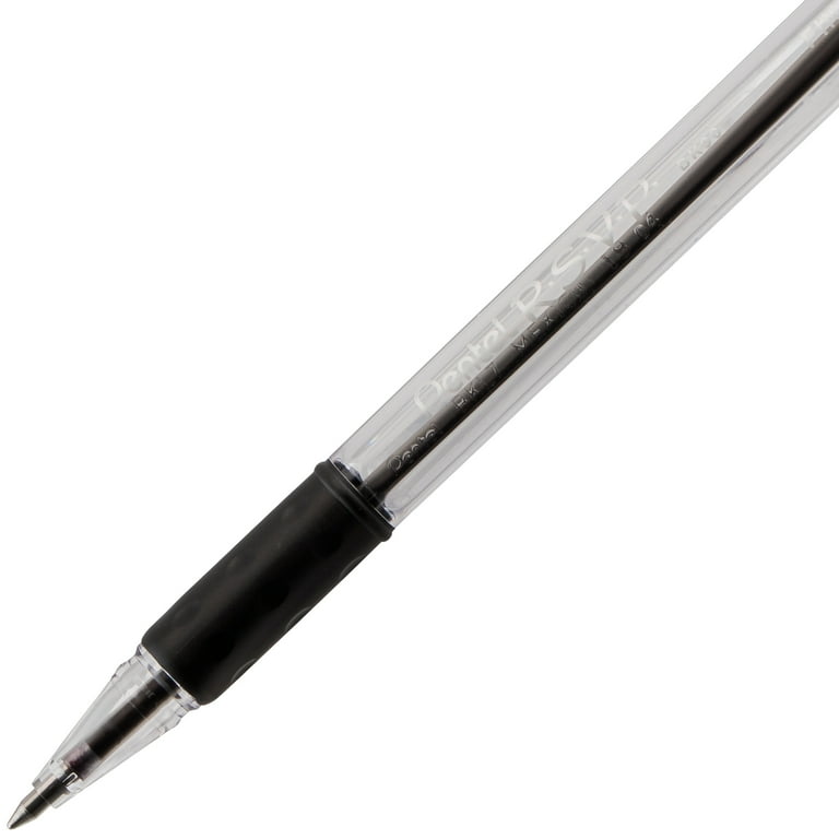 Pentel RSVP Fine Line Writing Ballpoint Pen, 0.7mm, Black Ink, 12