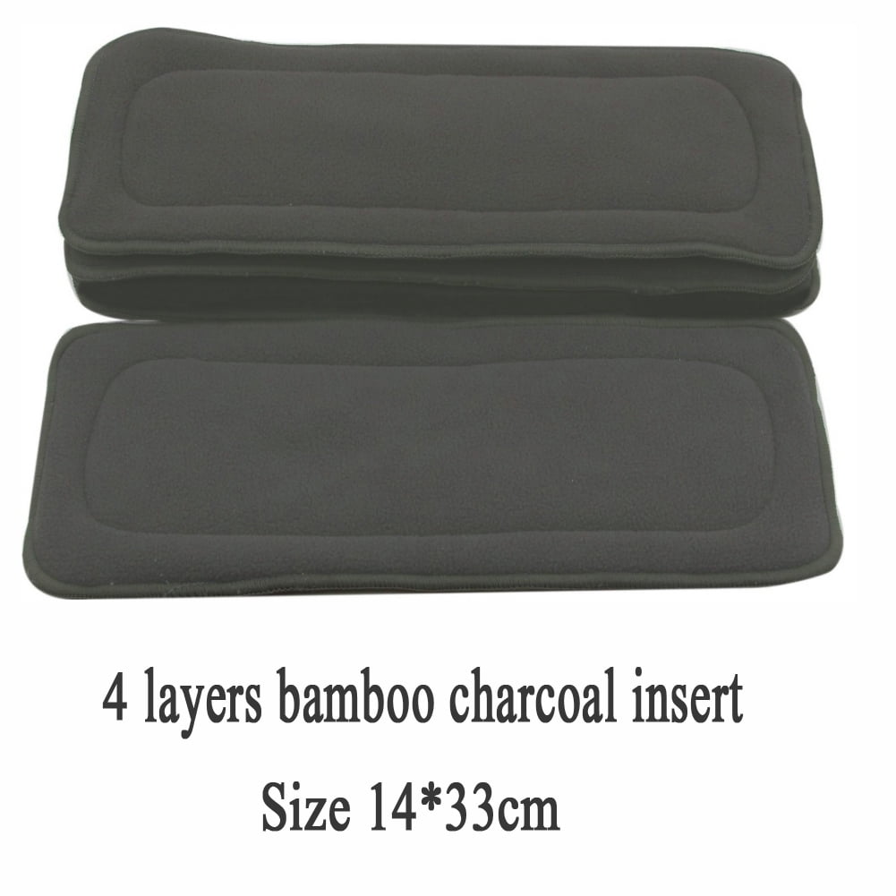 1PC 4 Layers Reusable Bamboo Charcoal Insert Baby Cloth Diaper Nappy Inserts New 