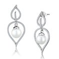 thumbnail image 1 of Alamode TS510 Femmes Rhodié 925 Boucles d'Oreilles en Argent Sterling avec Semi-Précieux en Blanc, 1 of 1