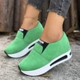 thumbnail image 4 of Rokment Platform Walking Shoes for Women 2026 Spring Fall Fashion Casual Suede Chunky Footbed Mid Heels Slip on Nursing Non-Slip Work Loafers Orthopedic Driving Sneakers Green Size 6.5, 4 of 7