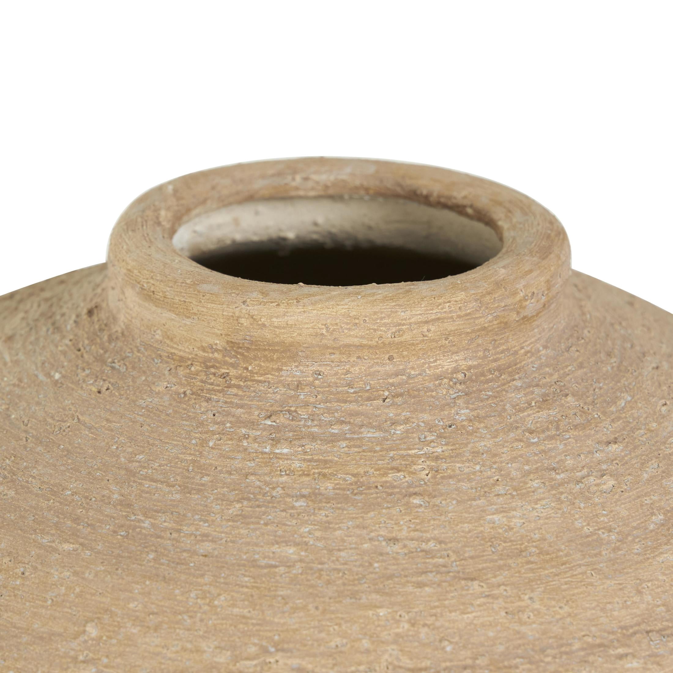 DecMode 17" Wide Textured Terracotta Beige Ceramic Vase