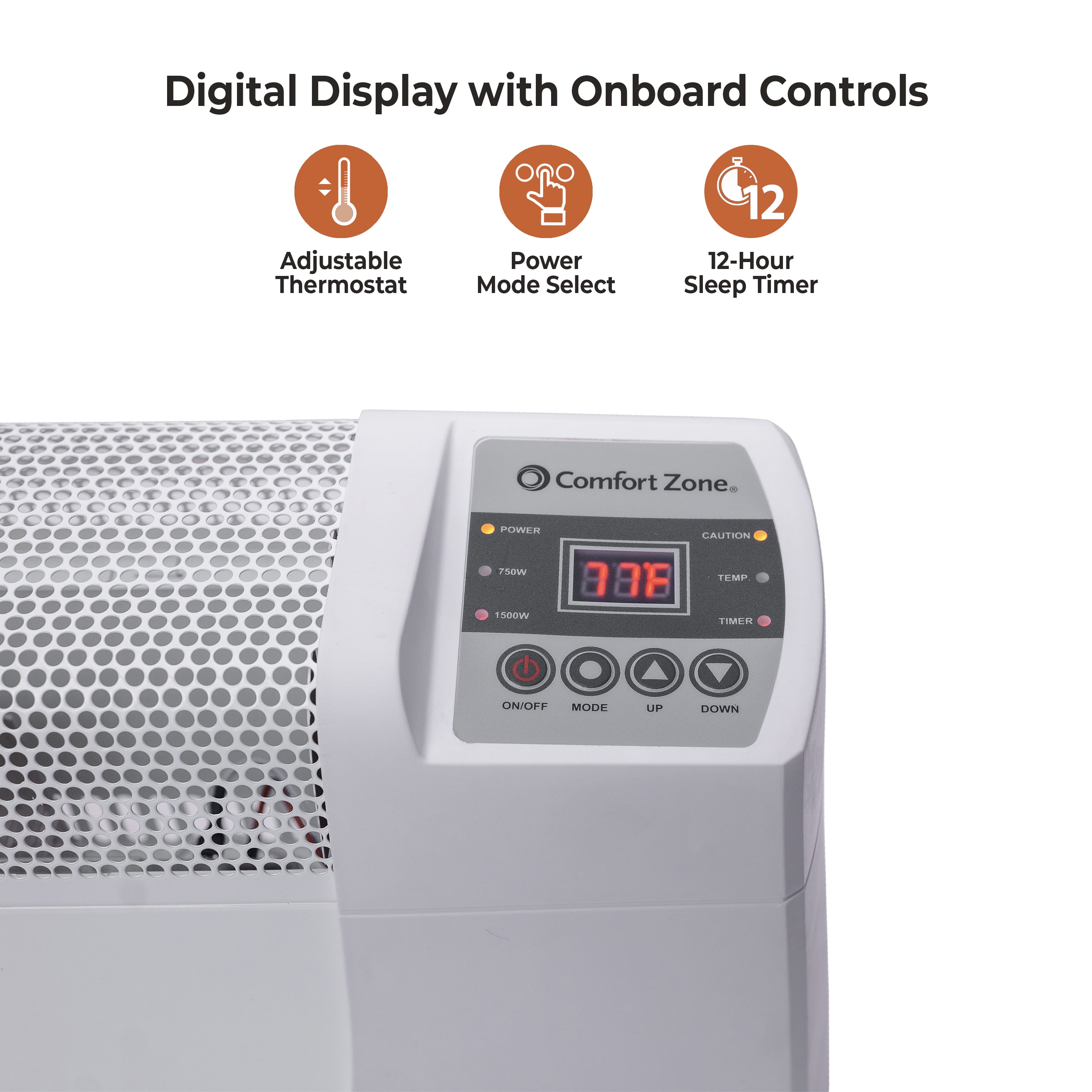 BEYOND HEAT 1500W Electric Baseboard Heater - Digital Thermostat, Silent, Overheat Protection, 29.25"