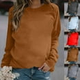 thumbnail image 5 of qucoqpe Womens Casual Long Sleeve Sweatshirt Crew Neck Cute Pullover Solid Color Loose Fit Tops on Clearance, 5 of 5