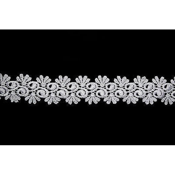 Kiddo 1.75" White or Ivory Floral Double Scalloped Edge Venise Lace Trim by Yard