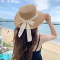thumbnail image 2 of ManxiVoo Flat Top Linen Style Ribbon Bowknot Sun Hat for Women Cool Summer Outdoor Travel Wear, 2 of 3