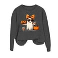 thumbnail image 3 of Funny Halloween Sweatshirts for Women Long Sleeve Crewneck Cute Ghost Skeleton Pumpkin Graphic Sweatshirt Pullover Top, 3 of 5