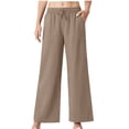 thumbnail image 3 of BRGZLK Women's Palazzo Pants Elastic Waistband Adjustable Lace Up Pocket Solid Color Pants Flowy Travel Wide Leg Pants 2026 Casual Summer Loose Beach Lounge, 3 of 7