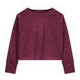 thumbnail image 6 of Ohufall Toddler Girls Long Sleeve T-Shirts 4-14 Years, Kids Solid Casual Back Cross Hollow Out Crew Neck Tops Teen Girls Loose Fit Comfy Outdoor Sport Shirts, 6 of 8