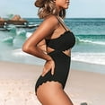 thumbnail image 4 of Women's One Piece Swimsuit - Sexy Black Cutout Scallop Trim Bathing Suit, 4 of 5
