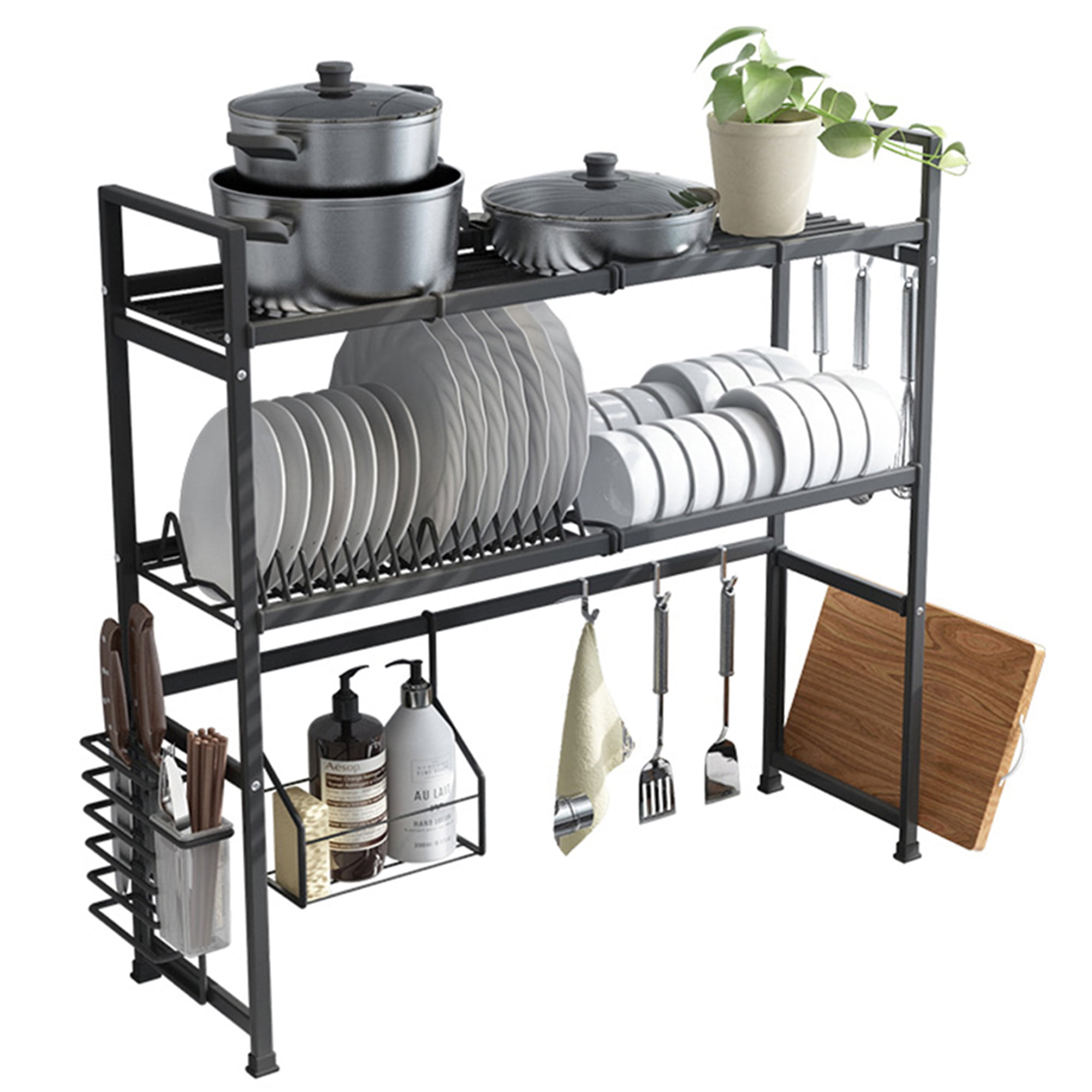 Over the Sink Dish Drying Rack Adjustable 2Tier Large Dish Dryer Rack for Kitchen Organizer