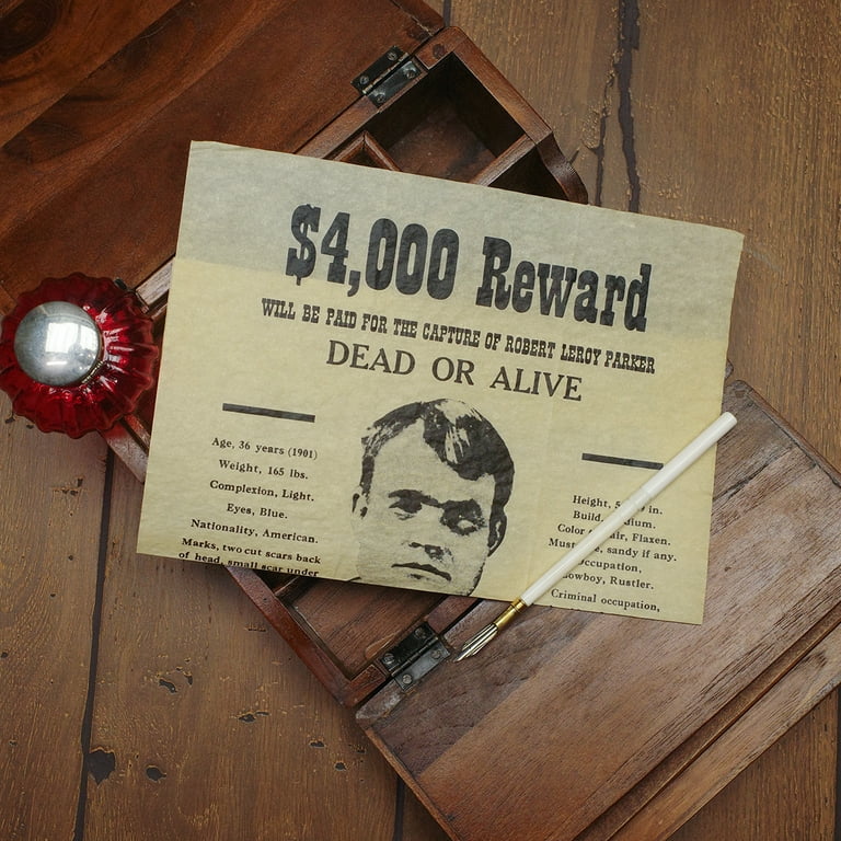 Butch Cassidy Outlaw Reward Poster Western Bar Decor Parchment Paper Wall Art Ad Butch Cassidy Outlaw Reward Poster Western Bar Decor Parchment Paper Wall Art Ad