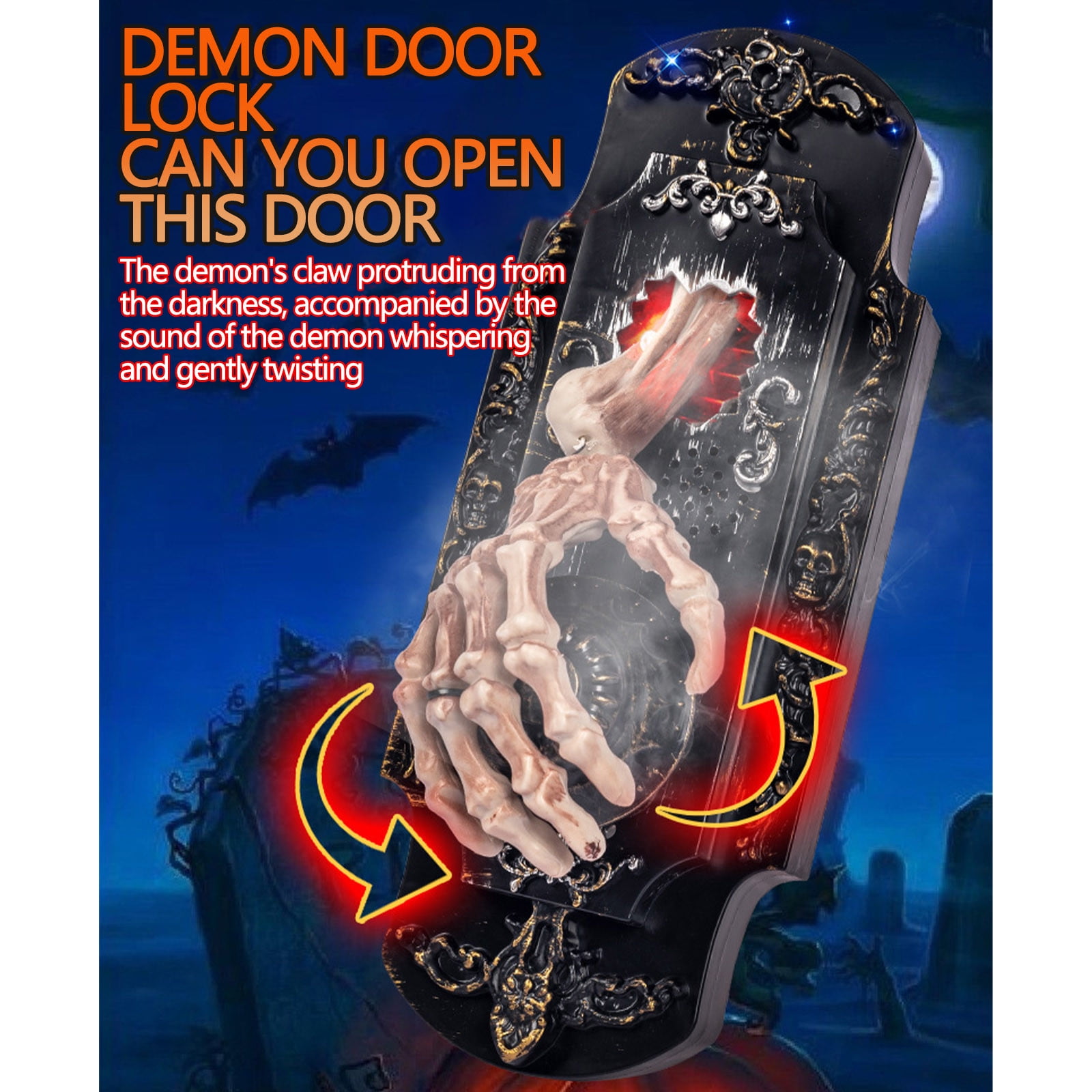 Wovilon Halloween Decorations, Halloween Decorative Doorbell, Automatic Sensor Doorbell, Haunted Doorbell With Spooky Sound And Spray For Kids, Halloween Party Props Decoration
