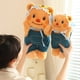 thumbnail image 3 of Vestido con pañuelo para la cabeza Kawaii, oso de mantequilla, juguete de peluche, cara tímida, abrazando, oso marrón, peluche para niños, regalo de cumpleaños, 3 of 5