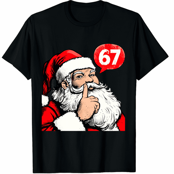 Funny Six Seven 6 7 Meme Santa Christmas T-Shirt for Adults Men and Women