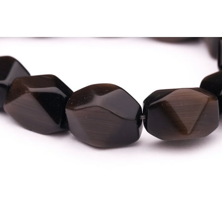 - Faceted Hexagon Blue Tiger'S Eye Beads Semi Precious Gemstones Size: 18x13mm Crystal Energy Stone Healing Power for Jewelry Making