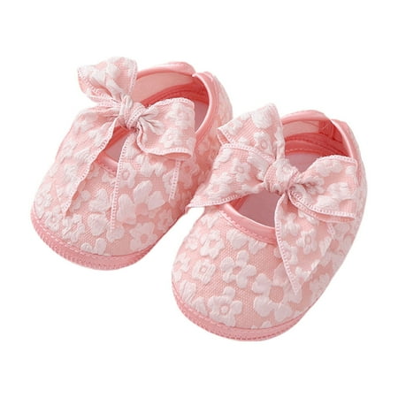Loliuicca Baby Girl Floral Bow Flats Soft Soles Elegant Princess Dress Shoes
