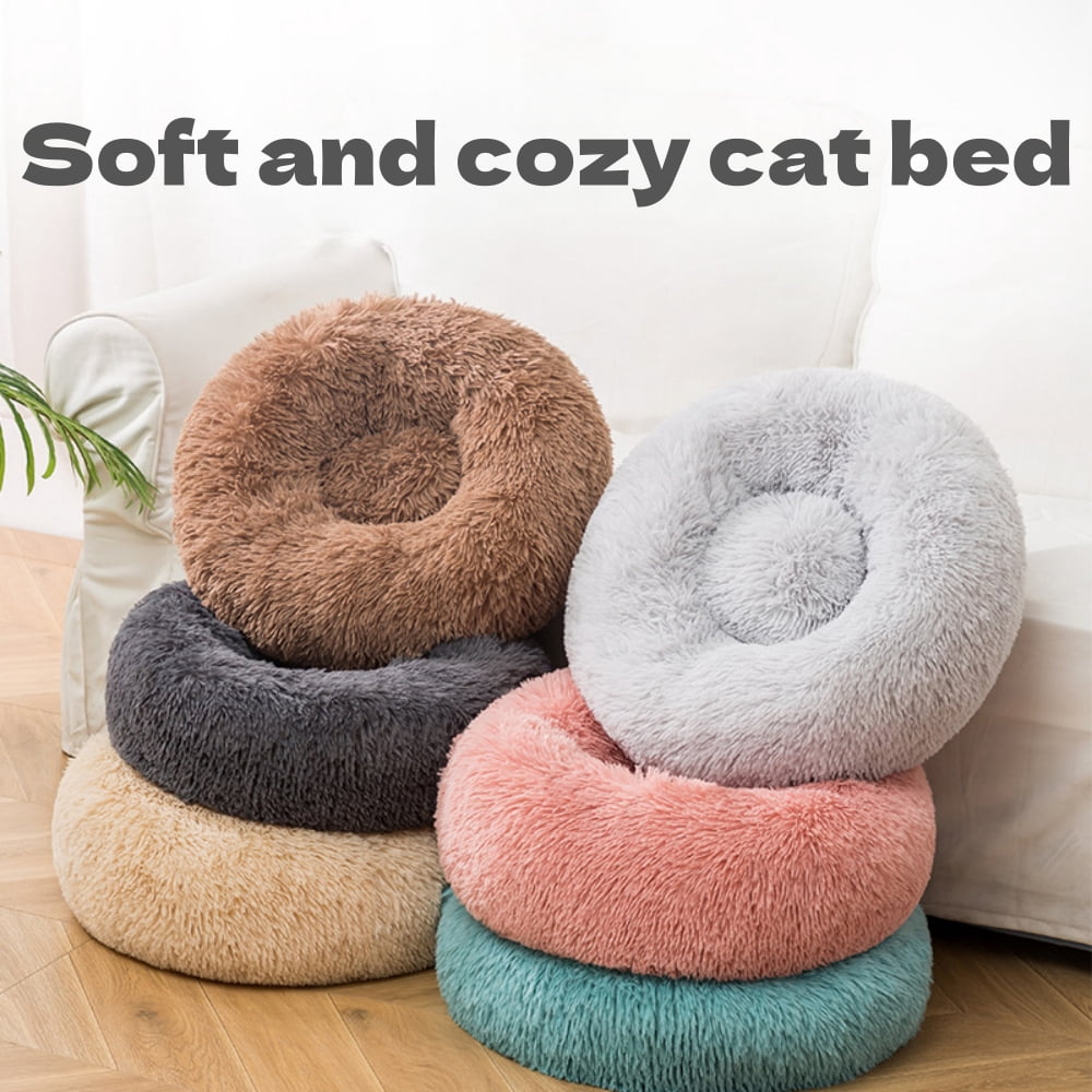 Round Plush Pet Bed for Dogs-Cats 20 inches,Fluffy Soft Warm Calming Dog Bed Sleeping Kennel Nest