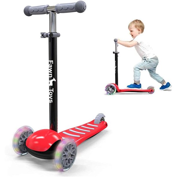 Fawn Toys 3Wheel Junior Kick Scooter Flashing Wheels/Lean to Turn