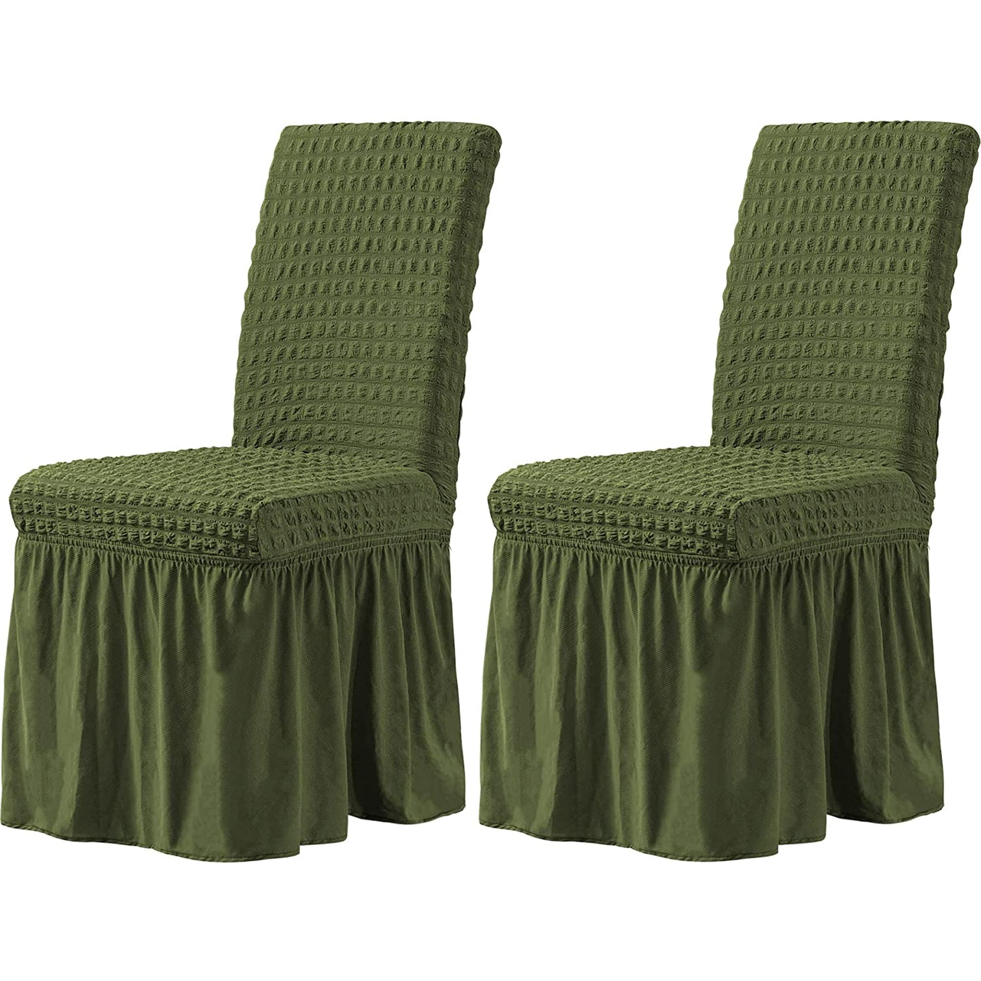 Hongchun Universal Easy Fit Stretch Chair Cover with Skirt Removable and Washable Chair Cover for Kids Pets Ceremony Banquet Wedding Party 2 Pieces Green Walmart