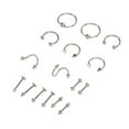 thumbnail image 3 of Juego de piercings para la nariz de acero inoxidable, exquisitas formas, diferentes, seguros, superficies pulidas y suaves, para mujer, color acero., 3 of 14