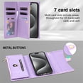 thumbnail image 3 of SaniMore for iPhone 14 Pro Max Wallet Case, PU Leather Wrist Shoulder Strap Flip Stand Card Slots RFID Blocking Zipper Purse Shockproof Anti-fall TPU Inner Shell Flip Folio Protective Cover, Purple, 3 of 6