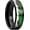 Black-Green Shell+Silver Montain Pattern, variant on 8mm Black Wedding Band with Silver Mountain Degisn, Black Sand Pattern Inlay Tungsten Ring for Men Women, Flat Cut Edge, Comfort Fit, Size 10