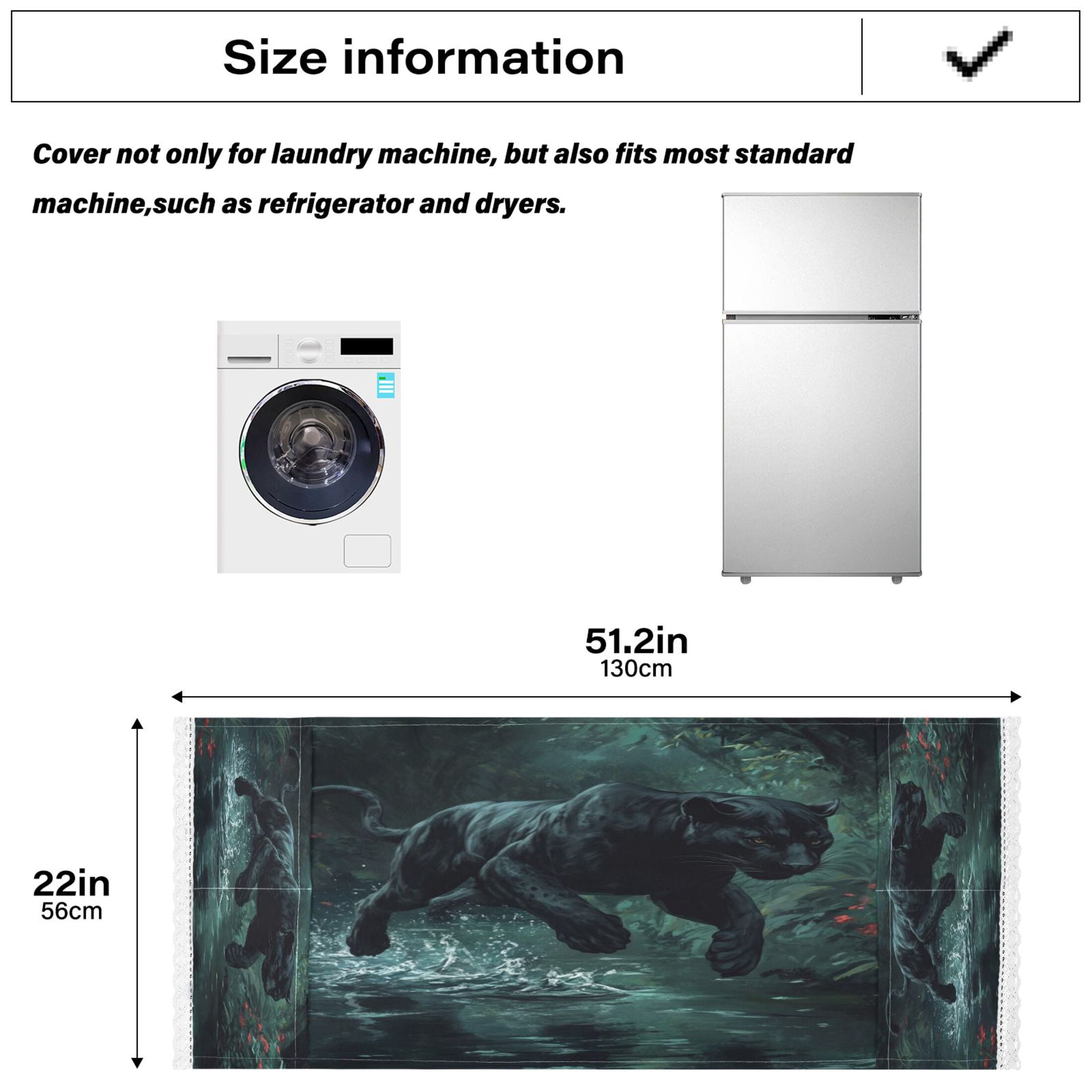 WOBOGO Black Panther Leaping over Water Washing Machine Cloth Dryer Refrigerator Top Cover Protective Non-Slip Mat For Kitchen Laundry