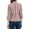 thumbnail image 4 of INSPIRE CHIC Women's Striped Blazer  3/4 Sleeves Casual Open Front Notched Lapel Blazer XL Brown Coffee, 4 of 9