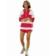 thumbnail image 3 of Women Striped Workout Set Two Piece Outfit Tracksuit Oversized Lounge Set Top and Shorts Sets with Pockets Red L, 3 of 9