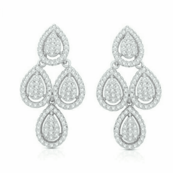 3CT Natural Diamond (I-J,SI1) Round Drop Earring 14K White Gold Fine Jewelry for Women Gift