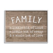 Stupell Industries Family is Loud Crazy Love Rustic Wood Look Typography, 16 x 20,Design by Lettered and Lined