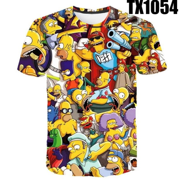Dibujos animados de los Simpson serie de Anime de televisión 3D hombres de impresión mujeres Casual camiseta de verano gráficos Tees Topspangjing