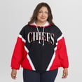 thumbnail image 4 of Women's WEAR by Erin Andrews Red/Black Kansas City Chiefs Plus Size Retro Crinkle Full-Zip Hoodie Windbreaker Jacket, 4 of 5