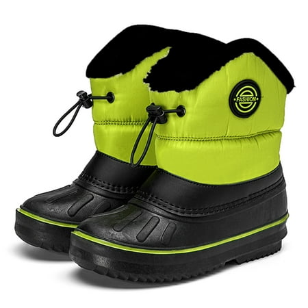 

HAXMNOU Children Shoes Snow Boots Girls Boys Outdoor Boots Waterproof Non Slip Warm Boots Cotton Snow Boots Green