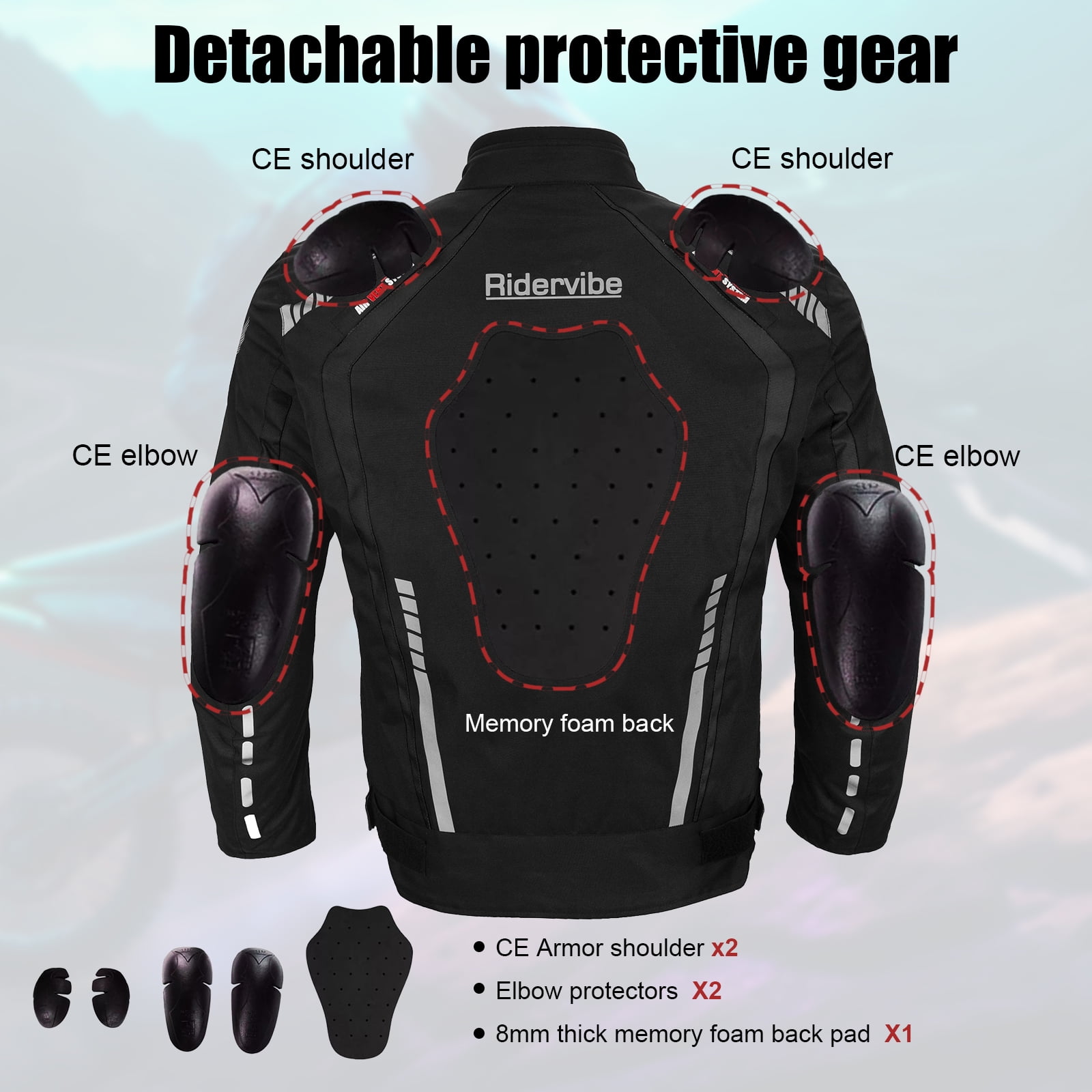 Dream Apparel Men's All-season Motorcycle Jacket for Enduro Dualsport Riding with 600 D polyester, Armor Foam Padding, Visibility