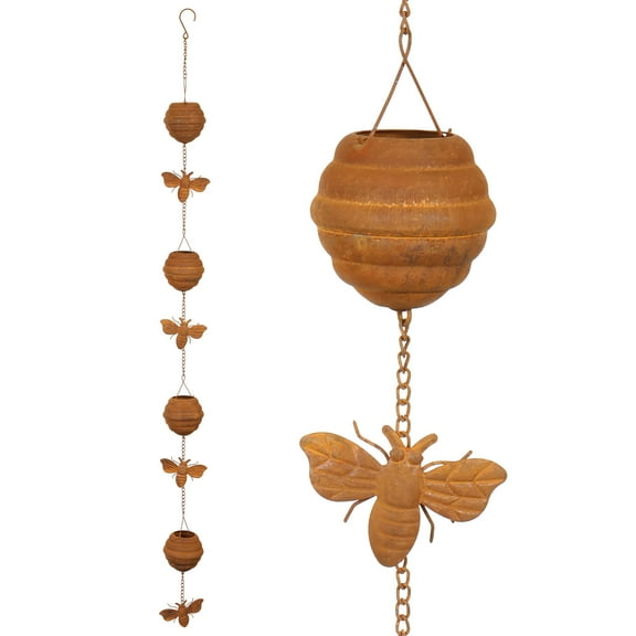 Threns Rain Chain for Gutter Downspout Decorative Metal Rain Catcher Diverter with Hook for Windowsill Garden Patio Courtyard