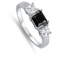 thumbnail image 4 of CHOOSE YOUR COLOR Princess Cut White Black CZ Ring .925 Sterling Silver Band Female Size 5, 4 of 4