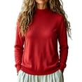 thumbnail image 4 of Women's Mock Neck Long Sleeve Knit Sweater Ghalytn Casual Fine-Knit Pullover Top with Ribbed Trim, 4 of 5