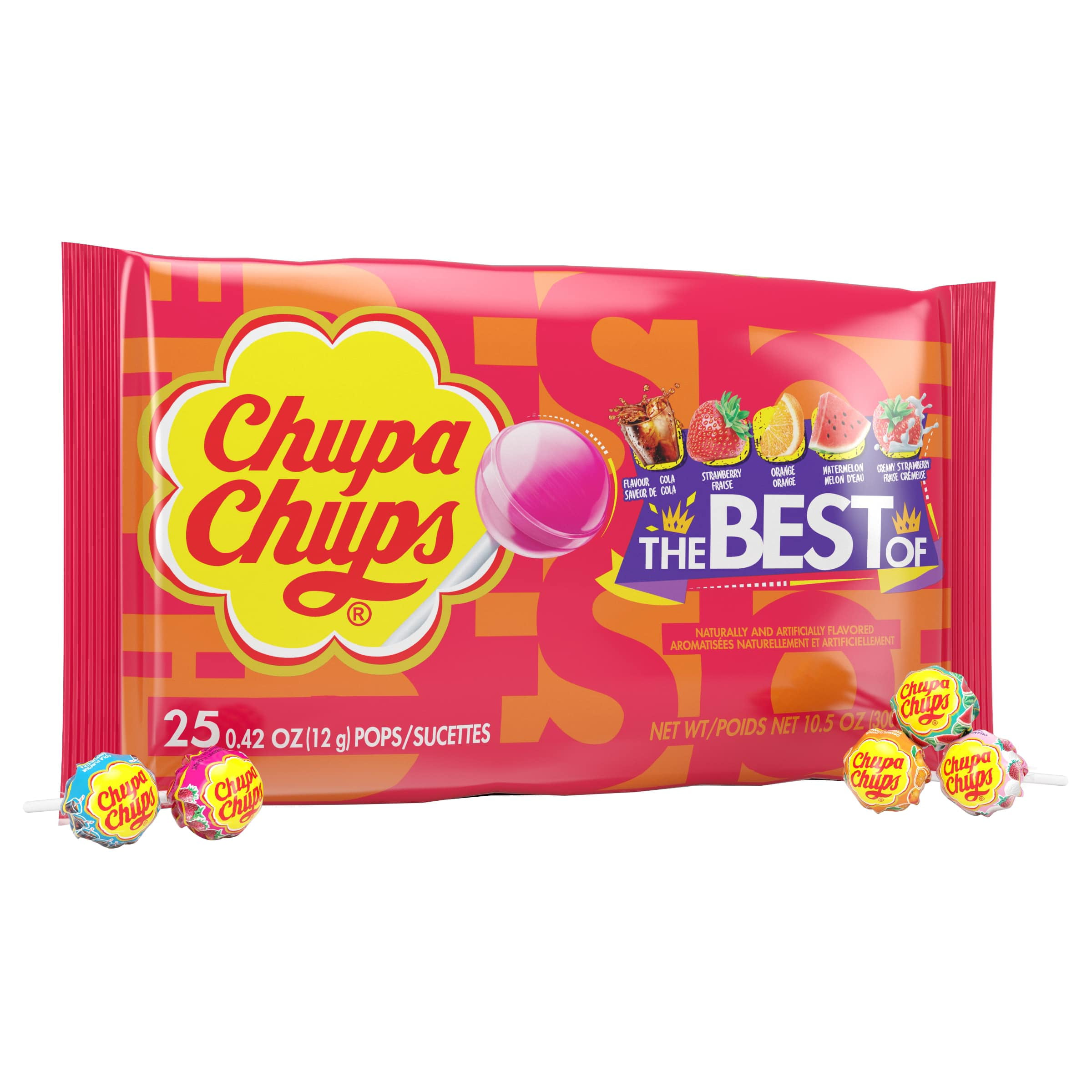 Chupa Chups Best of Lollipops Candy, Assorted Flavors, All Occasion,  Peanut Free, 25 Count