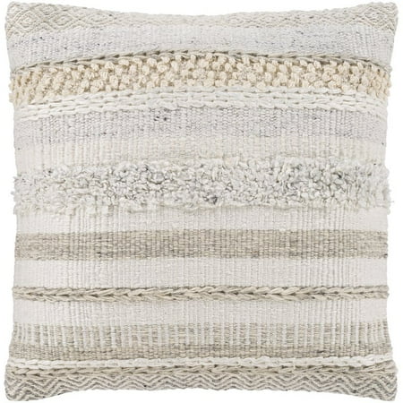 Lorens LNS-004 20 H x 20 W Square Pillow Cover in Cream/White/Gray/Ivory