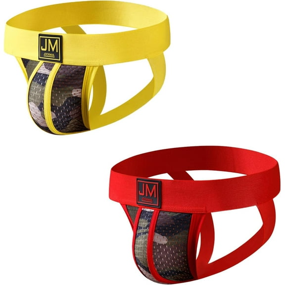 JOCKMAIL 2PCS/Pack Jock Strap for Men Underwear Camouflage Mesh Low Rise Stretch Mens Jockstraps