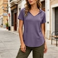 thumbnail image 6 of Ayfxijin Women's Hooded Short Sleeve Top, Summer Solid Color V-Neck Casual T-Shirt, 6 of 8