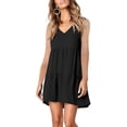 thumbnail image 1 of Women Summer Tunic Dress V Neck Casual Loose Flowy Swing Shift Dresses,b: black,large,F130458, 1 of 4