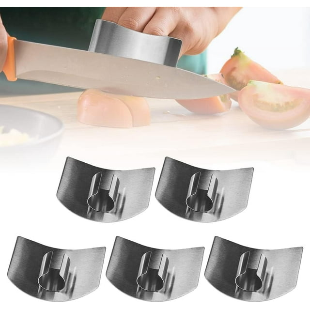 Finger Guard, Multifunctional Stainless Steel Finger Protector for Cutting Food Slicing Finger Guard, Premium Slicing Tool Guard Finger Protector, Great for Chopping Vegetables (Single Finger, 5PCS)